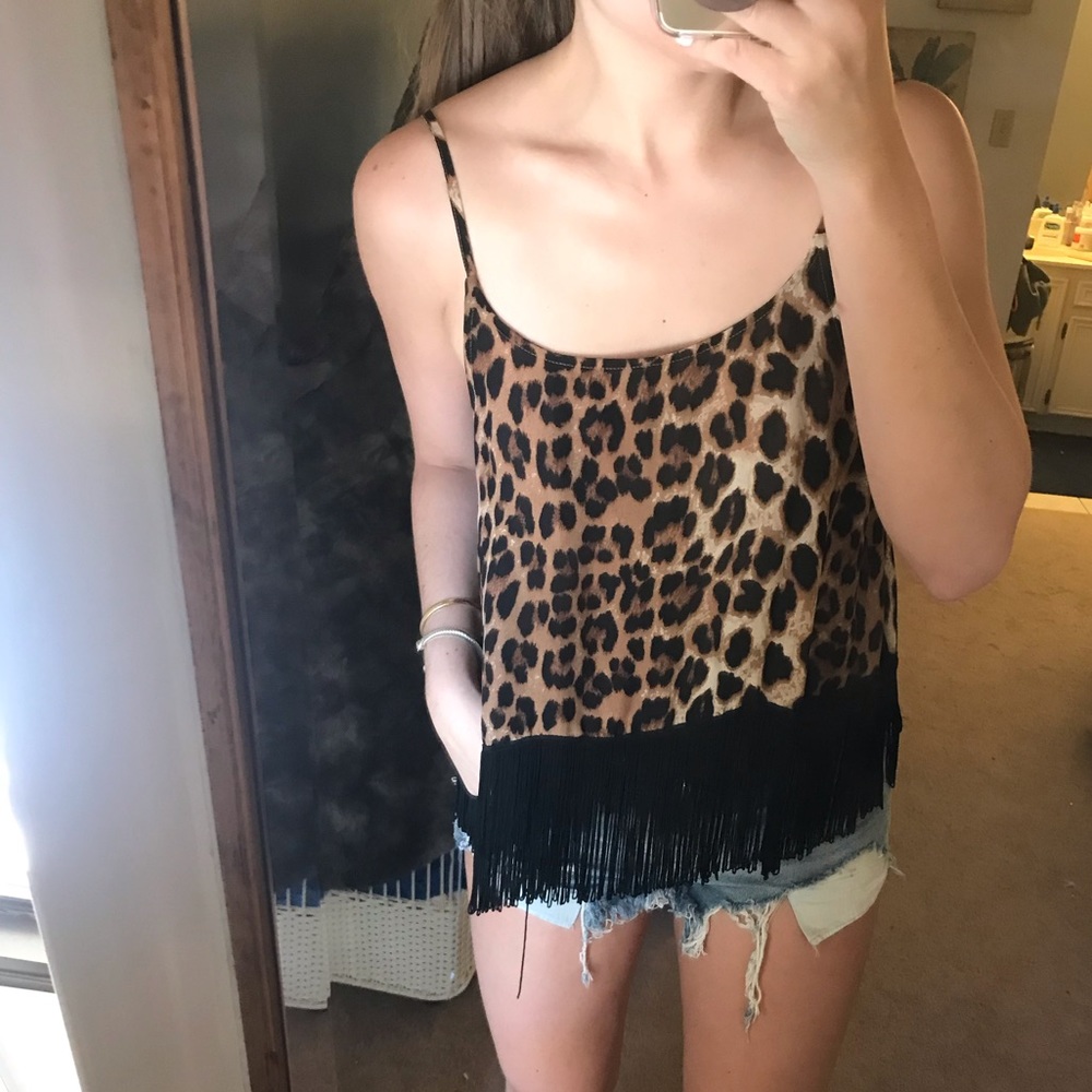 Leopard Olivacious Swing and Fringe Tank